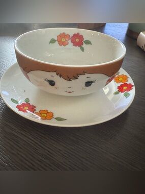 Vintage 1970s Fred Robert’s Girl Bowl and Plate Set